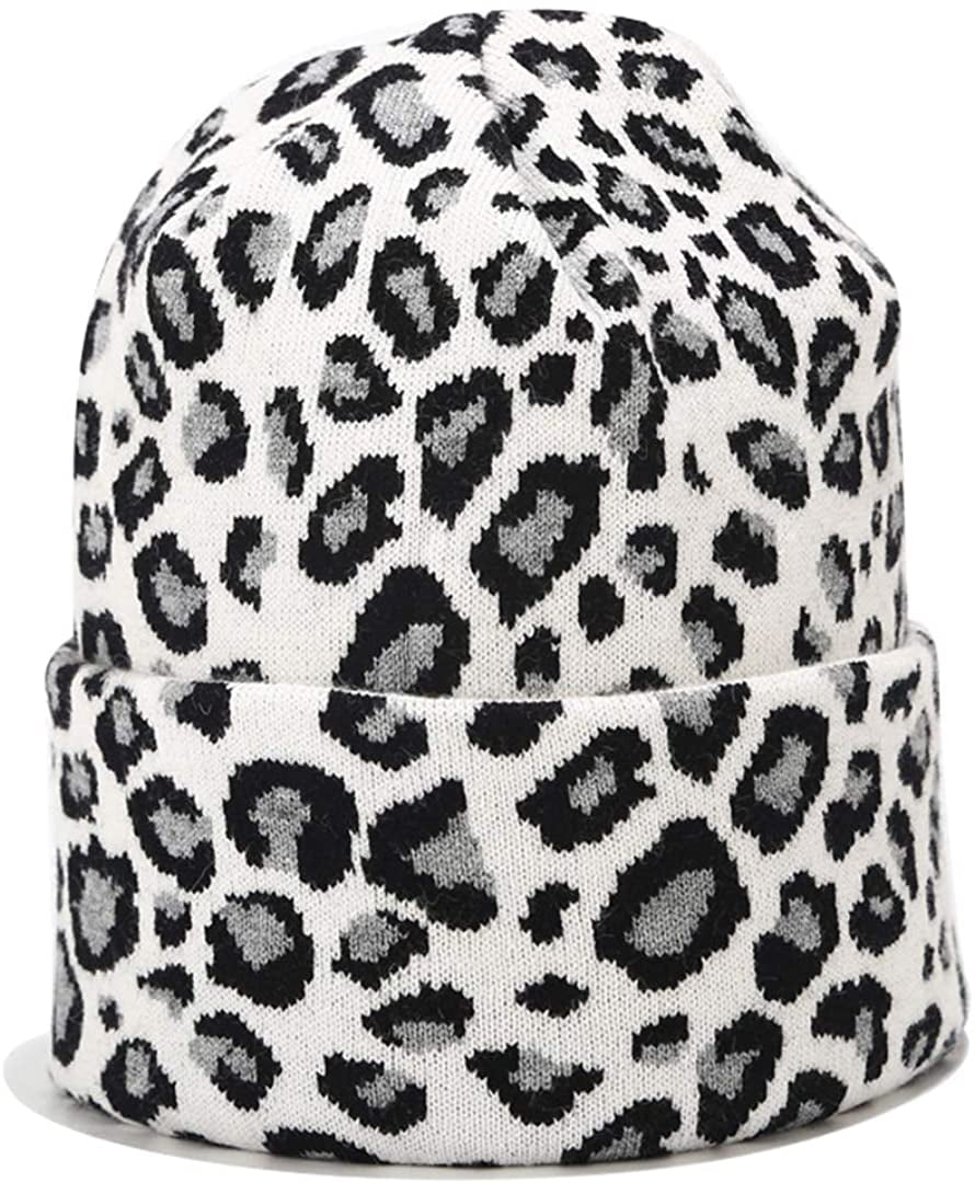 Leopard Print Beanie Hat Trendy Animal 