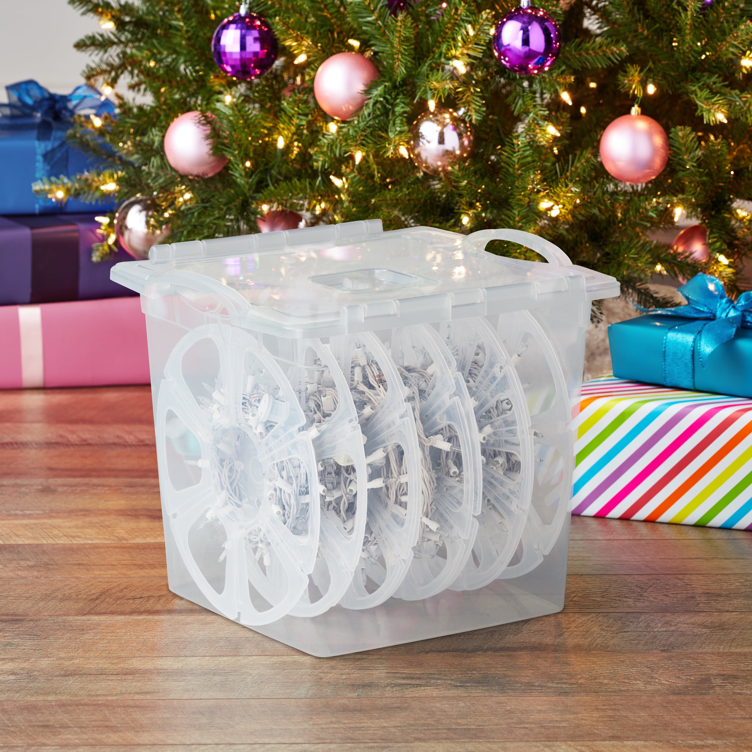 The Home Edit Plastic Christmas Light Storage Organizer, Clear, 2 Count