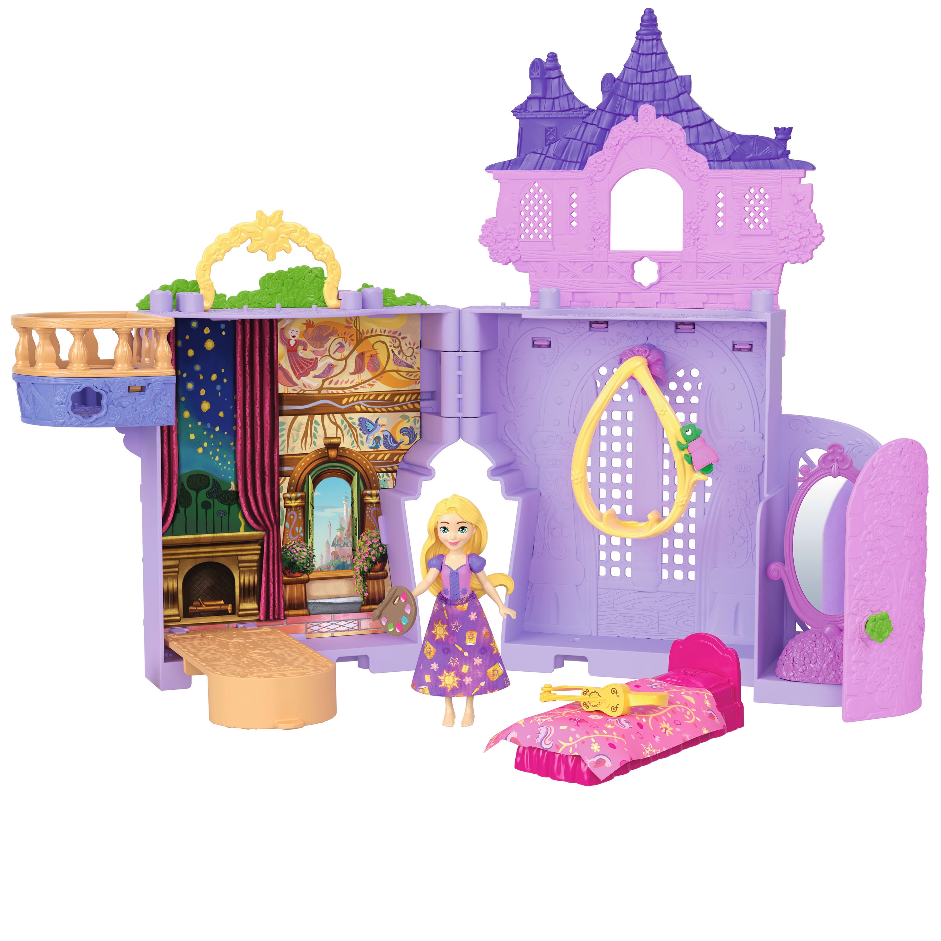Disney Princess Rapunzel Storytime Stackers Doll House, Small Doll, Pascal Figure & 7 Accessories