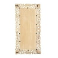 DecMode 36" x 72" Light Brown Intricately Carved Floral Wall Mirror
