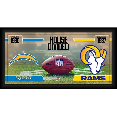 Los Angeles Chargers vs. Los Angeles Rams Framed 10" x 20" House Divided Football Collage