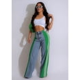 thumbnail image 5 of Women'S Patchwork High Waist Wide Leg Jeans Color Block Denim Straight Leg Trendy Trousers Blue & Green XXL, 5 of 7