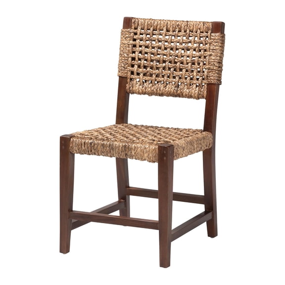 bali & pari Alise Handwoven Seagrass Dining Chair with Mahogany Wood Frame