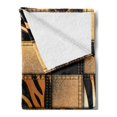 thumbnail image 2 of Safari Soft Flannel Fleece Throw Blanket, Jeans Denim Patchwork in Safari Style Wilderness Design Art Print, Cozy Plush for Indoor and Outdoor Use, 70" x 90", Brown and Black, by Ambesonne, 2 of 5