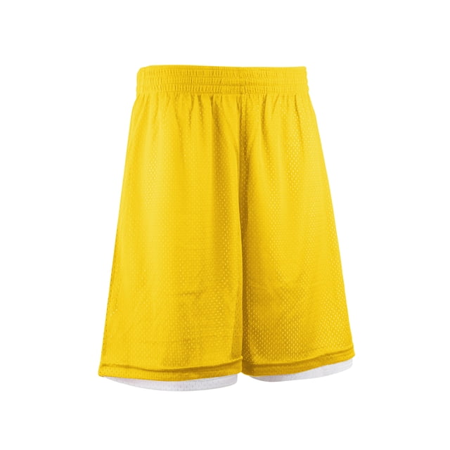 TOPTIE Men's 7" Reversible Basketball Shorts Long Mesh Sports Shorts Double Sided-Yellow/White-S