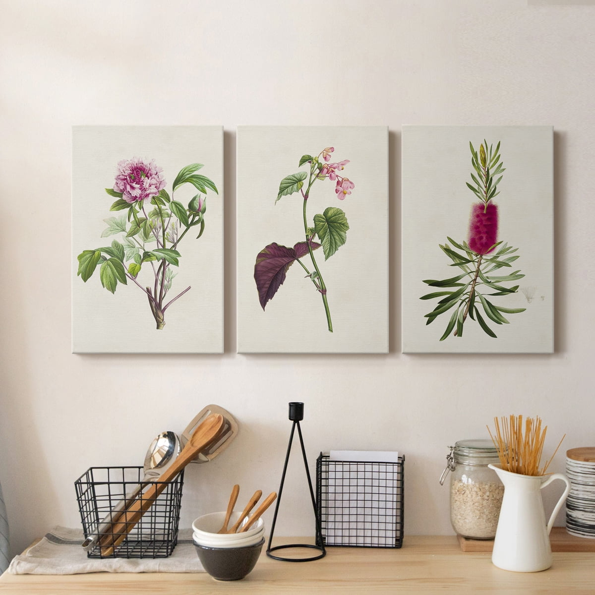 Pretty Pink Botanicals V Premium Gallery Wrapped Canvas - Ready to Hang - 18 x 27 Each