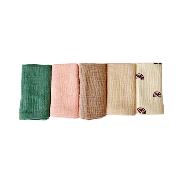 5Pcs Set Face Towel Thick 4 Layer Soft Absorbent Baby Square Towel Comfortable Washcloths for Newborns Infant Unisex Multicolor