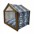 thumbnail image 2 of Narwhal Pet House, Arctic Ocean Fauna Fish and Jellyfish Sketch, Outdoor & Indoor Portable Dog Kennel with Pillow and Cover, 5 Sizes, Royal Blue Pale Blue, by Ambesonne, 2 of 5