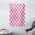 thumbnail image 1 of Abstract Tapestry, Geometric Diagonal Figure in Pastel Color Girls Style Checked Design, Wall Hanging for Bedroom Living Room Dorm Decor, 40W X 60L Inches, Fuchsia Light Pink White, by Ambesonne, 1 of 2