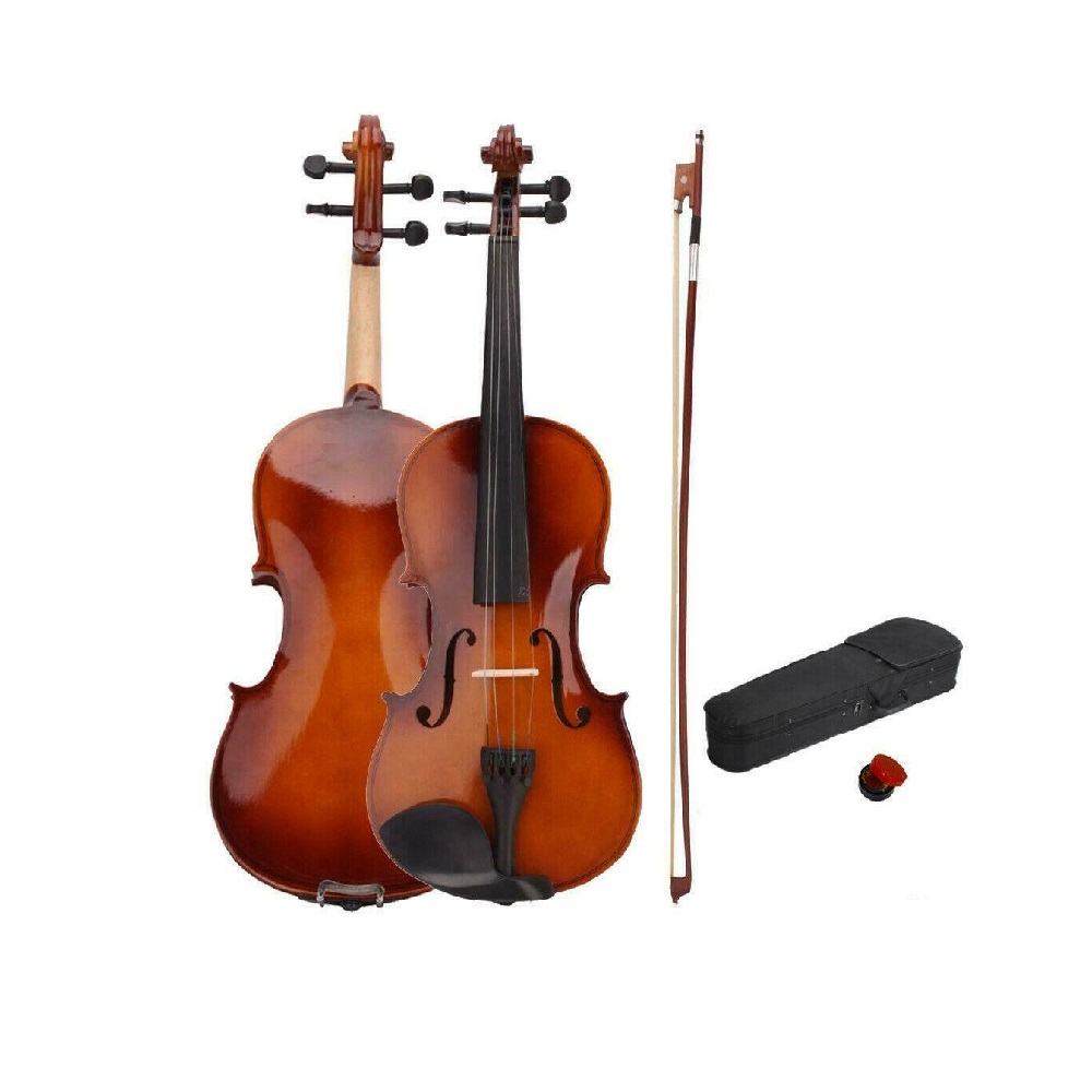 Acoustic Violin Fiddle with Case Bow Rosin 4/4 Full Size Natural Color