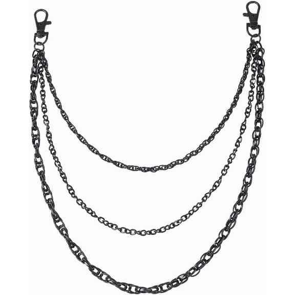 1pc Alloy Three-layer Chain Belts for Pants Black 425mm