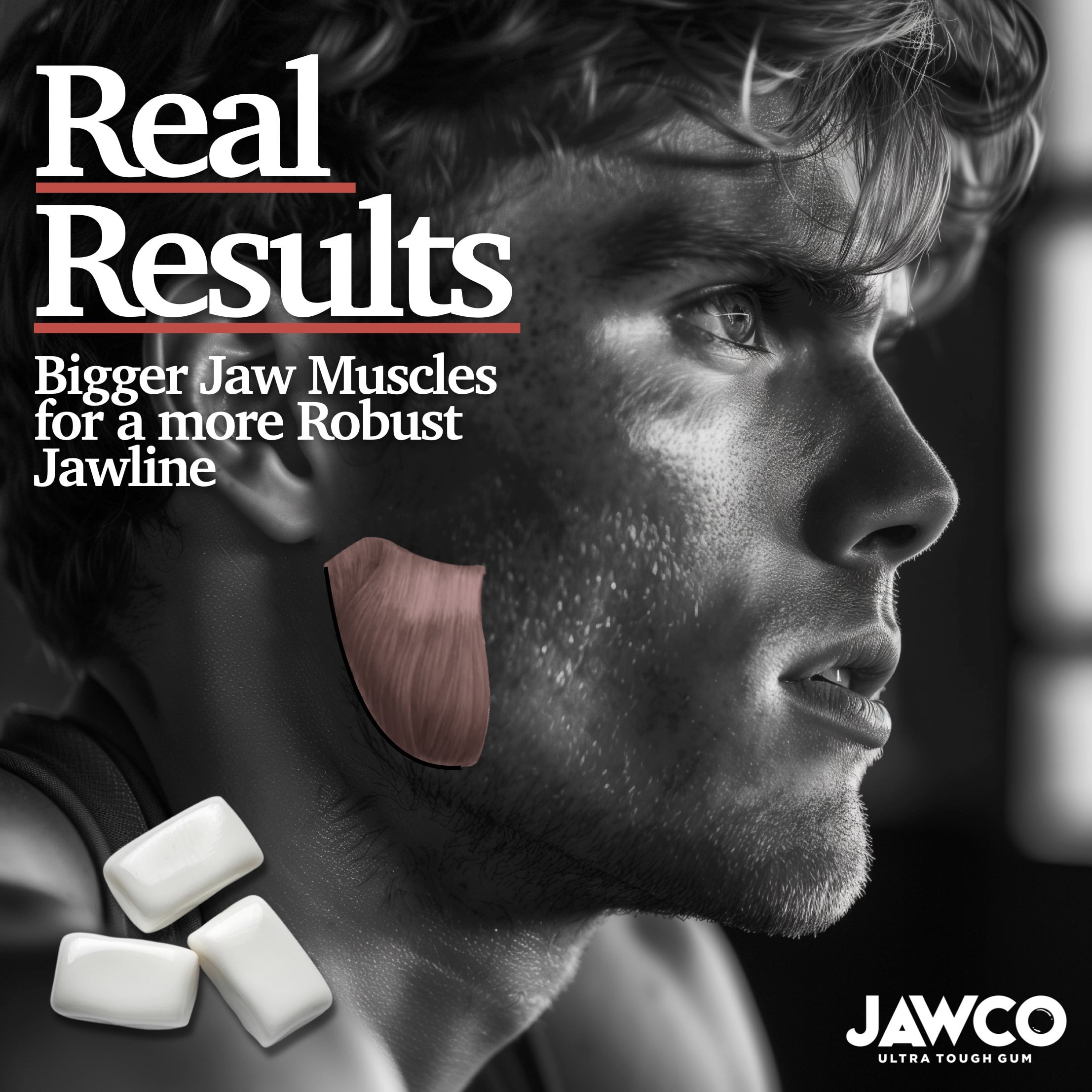 JAWCO Ultra-Tough Jawline Chewing Gum | Cinnamon Facial Fitness Hard Gum | 3-PACK