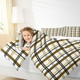 thumbnail image 4 of Homewish Buffalo Plaid Child Queen Comforter Set, Modern Abstract Artwork Bedding Sets, White Yellow Stripes Line Reversible Bedding Comforter Set, Luxury Bedroom Decor, 3pcs, 4 of 8
