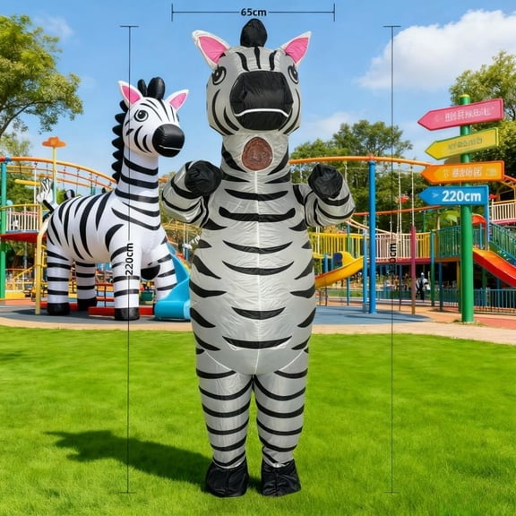 Adult Inflatable Costume Zebra Inflatable Suit Halloween Christmas Carnival Theme Party Inflatable Standing Zebra Full Body Suit,Height 59"–74.8",Zebra