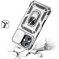 thumbnail image 3 of For Apple iPhone 16 (6.1") Shockproof Edge Bumper with Stand, Camera Lens Protection & 360° Rotate Ring Kickstand Cover ,Xpm Phone Case [ Silver ], 3 of 10