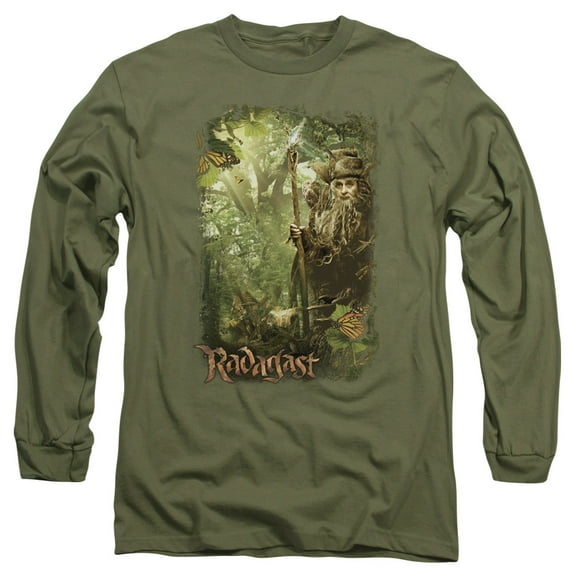 The Hobbit In The Woods Long Sleeve Adult 18/1 T-Shirt -Military Green