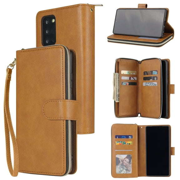 For Samsung Galaxy Note20 Ultra Zipper Wallet Bag Horizontal Flip PU Leather Case with Holder & 9