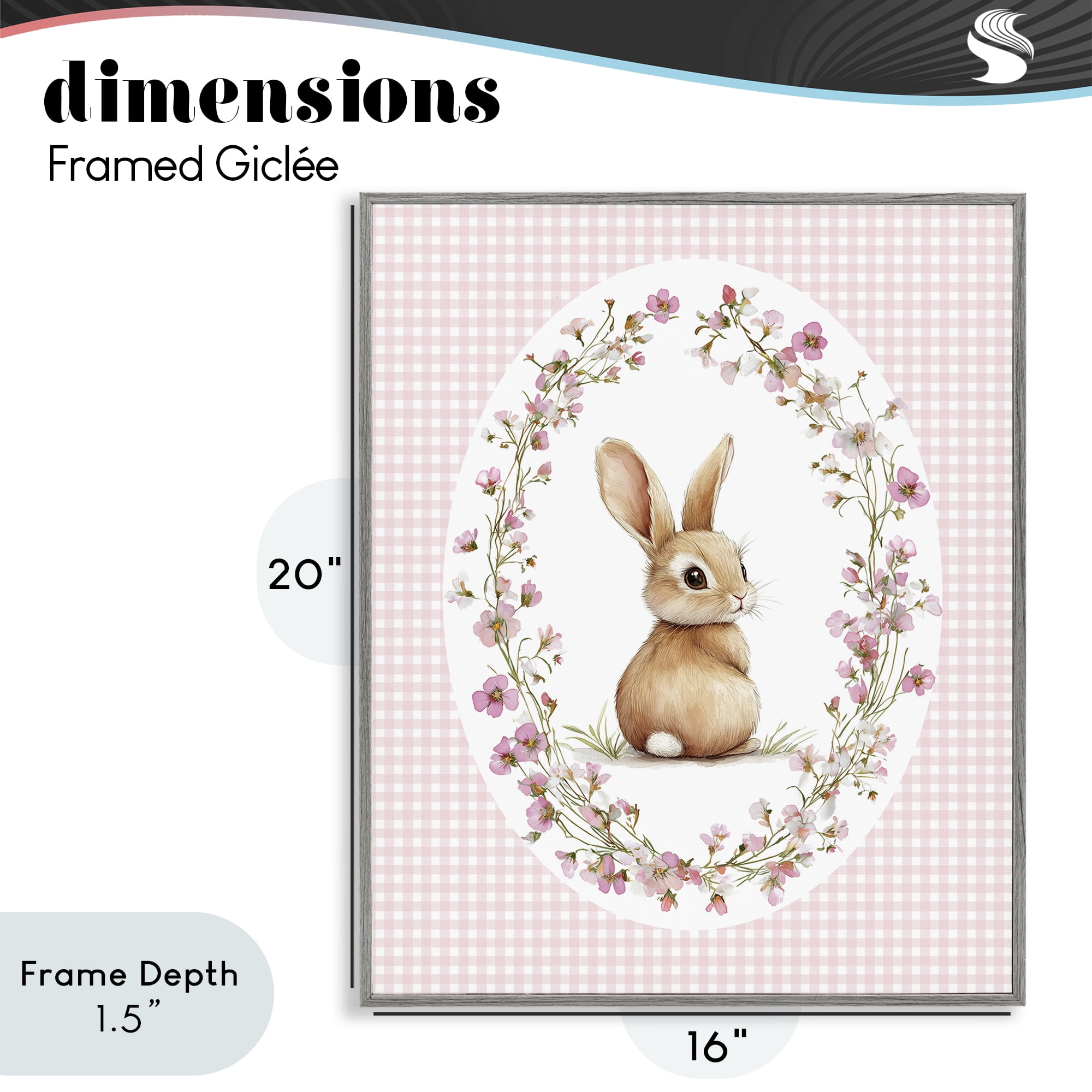 Stupell Industries Spring Gingham Rabbit Gray Framed Giclee Art, design by Christine Simpson Art