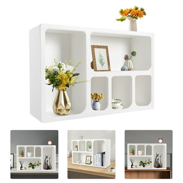 White Geometric Wall Shelves Floating Shelves Modern Wall Mounted Storage Organizer