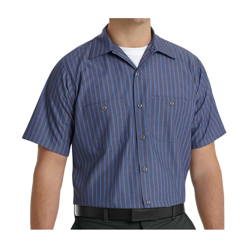 Red Kap - Red Kap Men's Short Sleeve Industrial Stripe Work Shirt ...