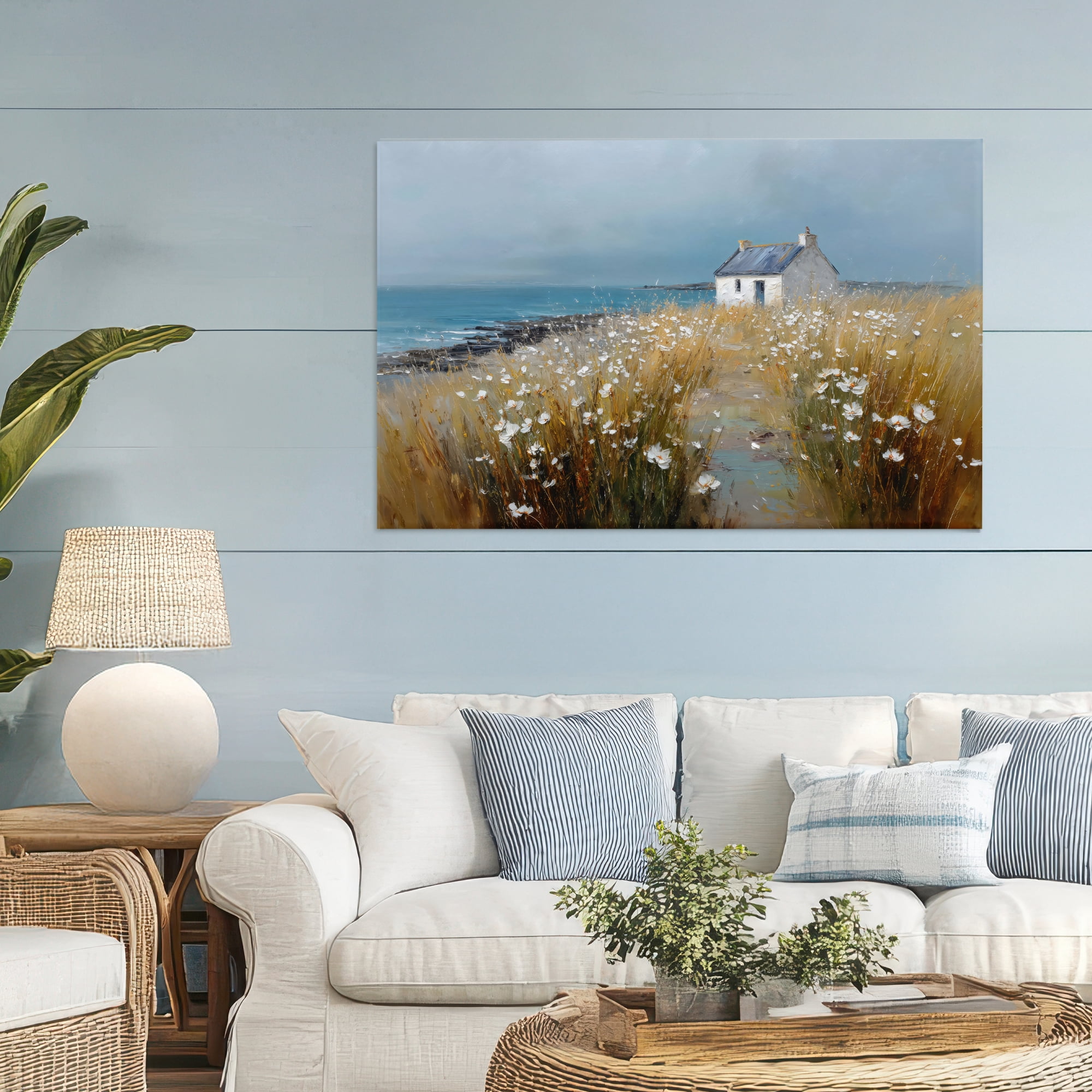 Stupell Industries Oceanfront Cottage Wildflowers Canvas Wall Art, design by Petal Prints Design