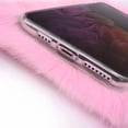 thumbnail image 3 of Compatible with iPhone 14 Pro Max Case Cute Plush Furry Case with Glitter Lanyard Strap Bling Diamond Camera Lens Protector Soft Winter Warm Plush Fluffy Fur Cover for Women and Girls, Pink, 3 of 10