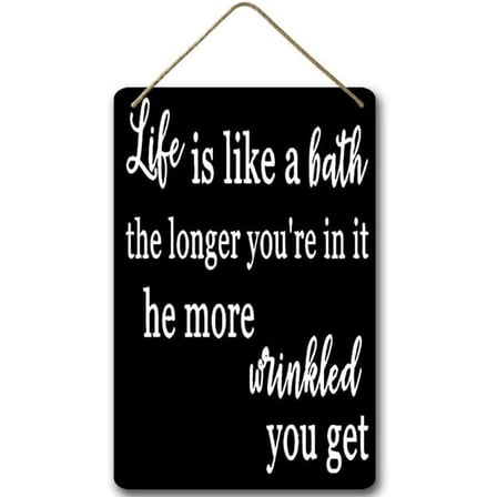 Zomyto 8x12IN Farmhouse Bathroom Sign Bathroom Funny Bathroom Wood Door Sign,Wooden Plaque Wreaths for Wall Door,Rustic Wooden Hanging A02