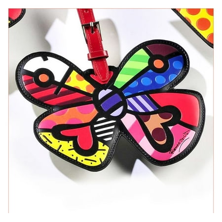 Romero Britto Butterfly Heart Luggage Tag Travel Bag ID Name Suitcase Baggage !!