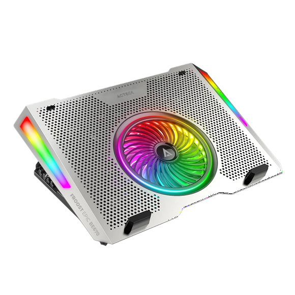 Base Enfriadora ACTECK FROOST EPIC BE670 Laptop 15.6 pulgadas Altura Ajustable 5 Fan 2xUSB LED AC-940764 plateado