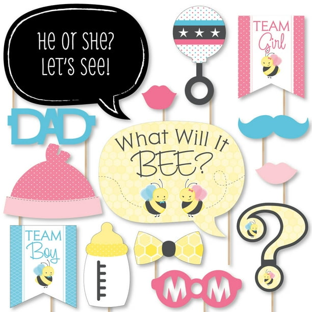 What Will It Bee Gender Reveal Photo Booth Props Kit Count Nbsp Walmart Com Walmart Com