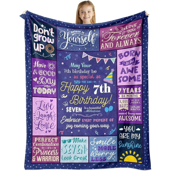 XZYG Birthday Gifts for 7 Year Old Girl 7 yr old girl gift ideas 7th Birthday Gifts/Decorations for Girls Birthday Gifts for Girls Age 7 Presents for 7/Nine Year Old Girls(50*60inch)