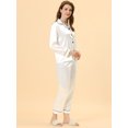 thumbnail image 3 of Conjuntos de pijama para mujer Ropa de dormir de manga larga con botones Traje de noche suave para mujer Conjuntos de salón Pj blanco XS, 3 of 5