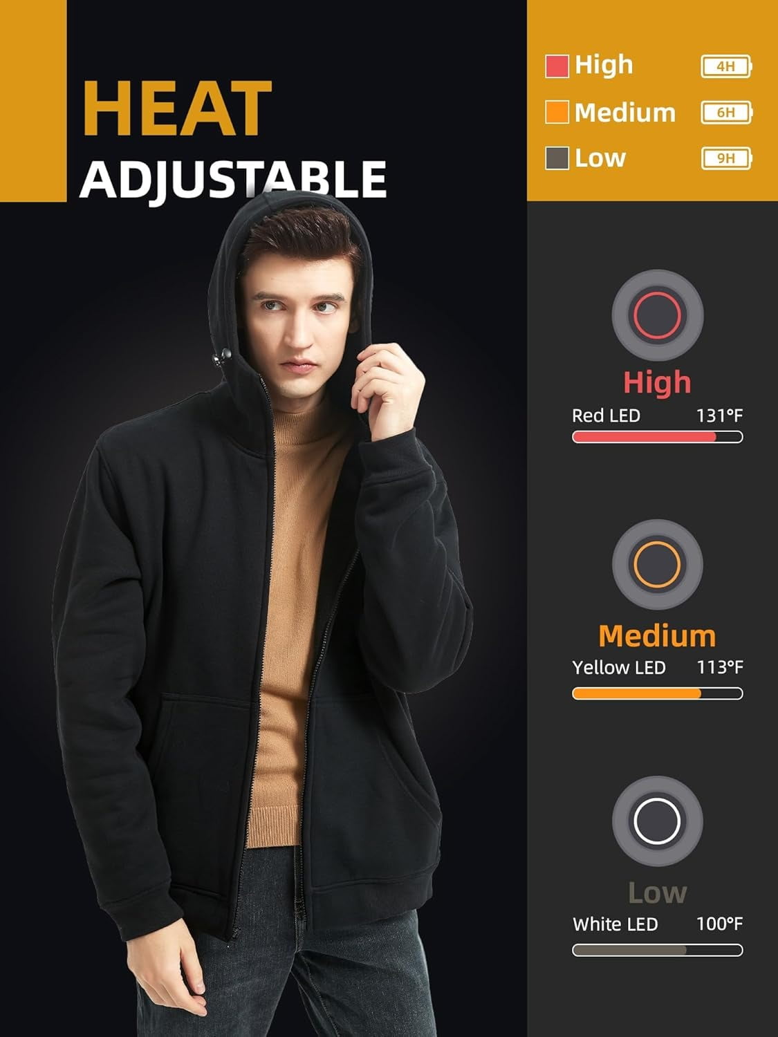 SAILWIND Men's Lightweight Heated Jacket Water Packable Heated Hooded Hoodie