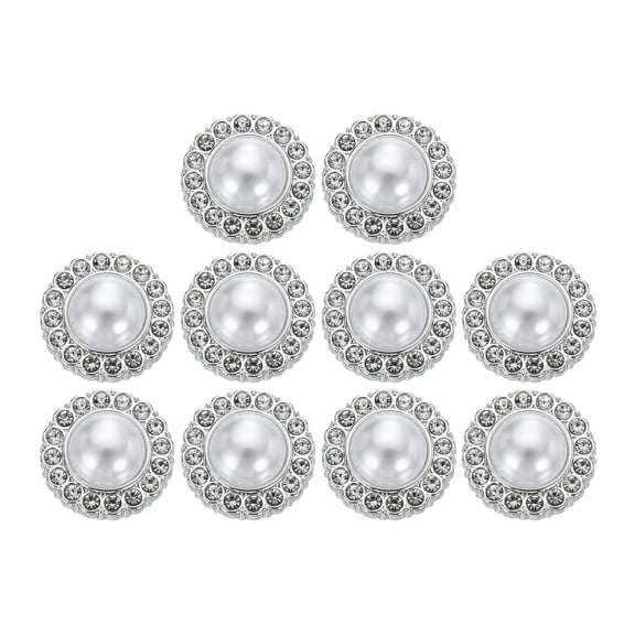 Uxcell 10pcs 24L Silver Faux Pearl Buttons 15mm 5/8" Plastic Round Sewing Button Replacement Craft Fastener for Coats Clothing DIY Decoration Crafts #8