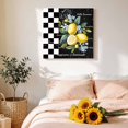 thumbnail image 4 of Canvas Wall Art Summer Lemon Canvas Art Print Farm Plant Floral Leaf Black White Plaid Retro Pictures Wall Decor for Living Room Bedroom Artwork Decorations Stretched Framed Ready to Hang 16"x16", 4 of 9