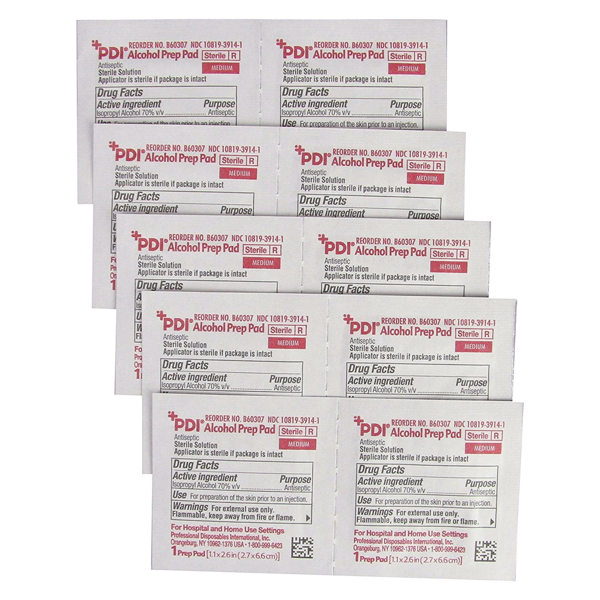 PDI Alcohol Prep Pads, Individually Wrapped Wipes, 2 in x 2 in, 200 Count, 20 Packs, 4000 Total