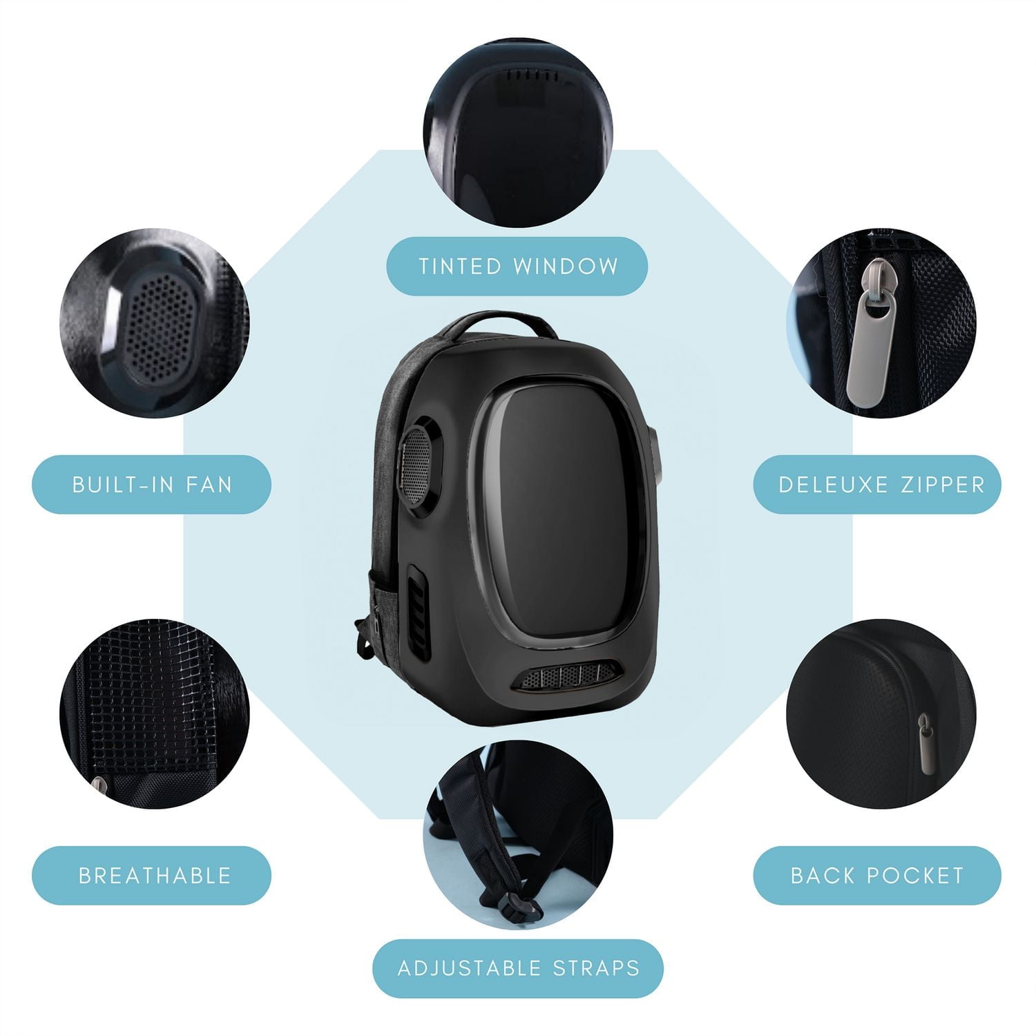 Instachew Trekpod Smart Pet Carrier Backpack for Cats, Small Dogs and Puppies upto17 lbs, Hiking & Outdoor Use (Black)