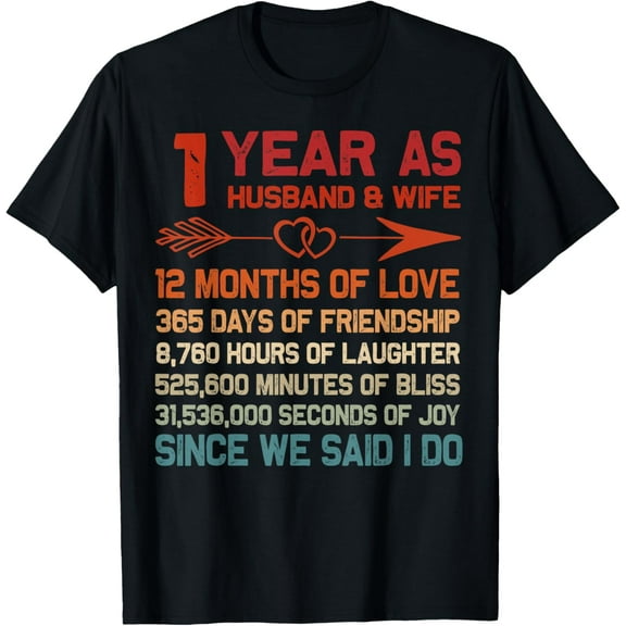 1 Year as Husband & Wife 1st Anniversary Gift for Couple T-Shirt