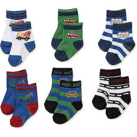 Baby Boys' Assorted Construction Socks, 6-Pack