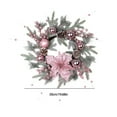 thumbnail image 2 of Christmas Pink Full Circle Wreath Electroplating Snow Frost Flocking Pine Needle Vines Rattan Decoration For Door Wall Party, 2 of 6