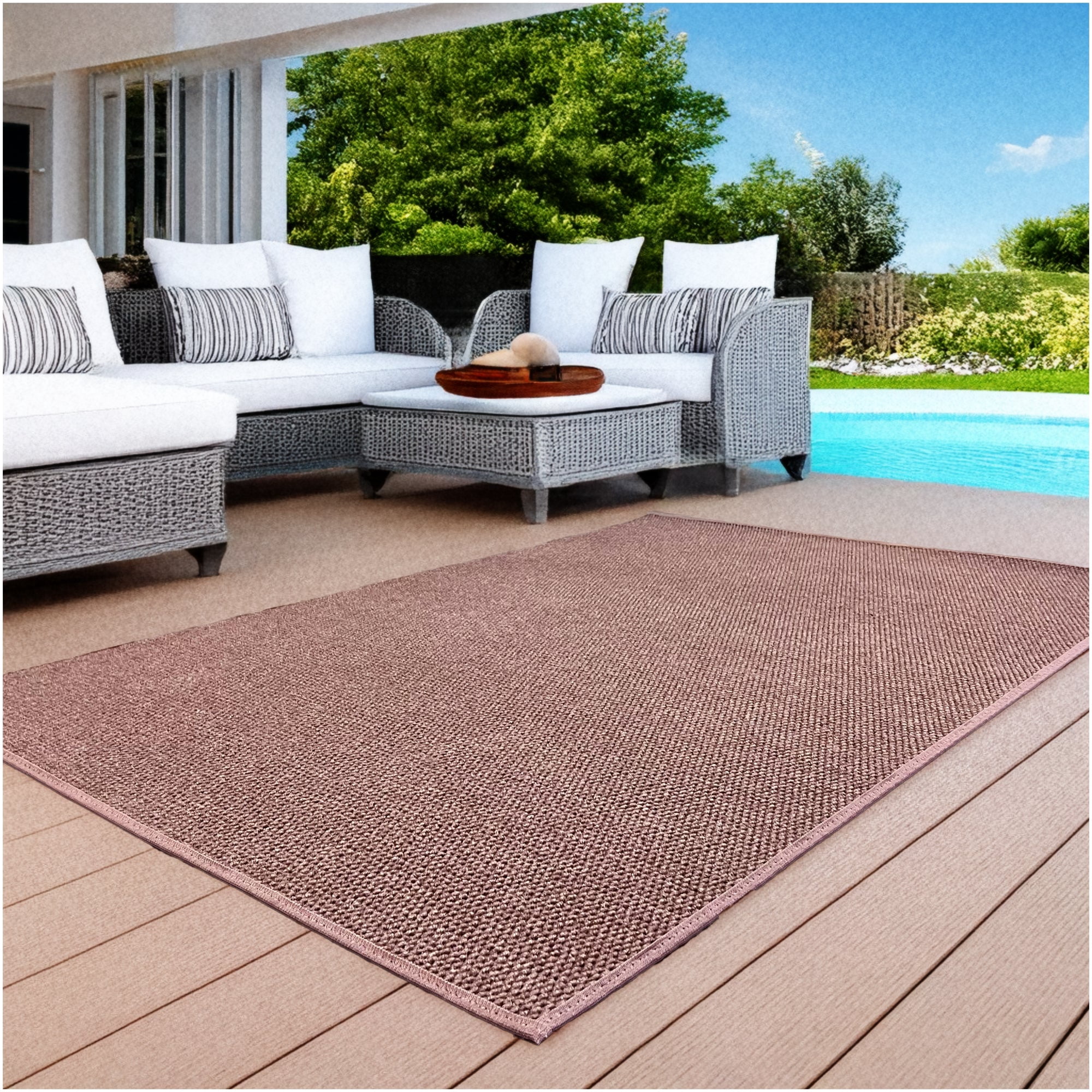 Koeckritz Rugs 3'x10' Soft Indoor/Outdoor Espresso Bound Area Rug Lightweight, Easy to Clean & Move