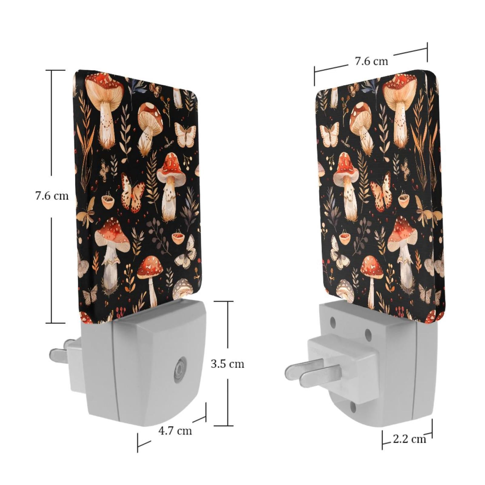 PhooArto Mushroom Butterflies Pattern Plug in LED Night Light Auto Sensor Dusk to Dawn Decorative Night for Bedroom, Bathroom, Kitchen, Hallway, Stairs, Baby's Room, Energy Saving