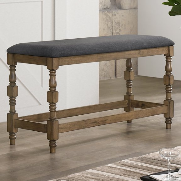 Furniture of America Yelle Padded Counter Height Bench, Oak