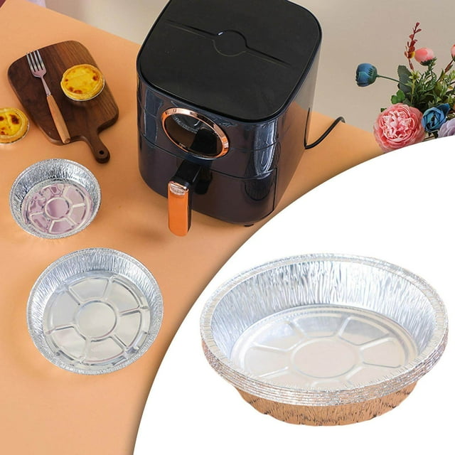 Langgg 50Pcs Aluminum Foil Tray Air Fryer Disposable Pan Liner for Baking Sheet 7inch