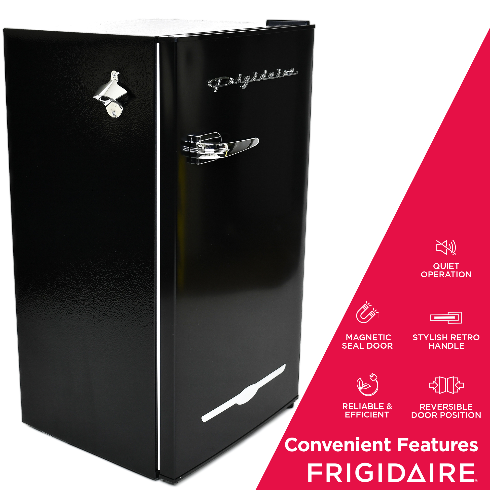 Frigidaire 3.2 Cu. ft. Retro Compact Refrigerator with Side Bottle Opener EFR376, Black