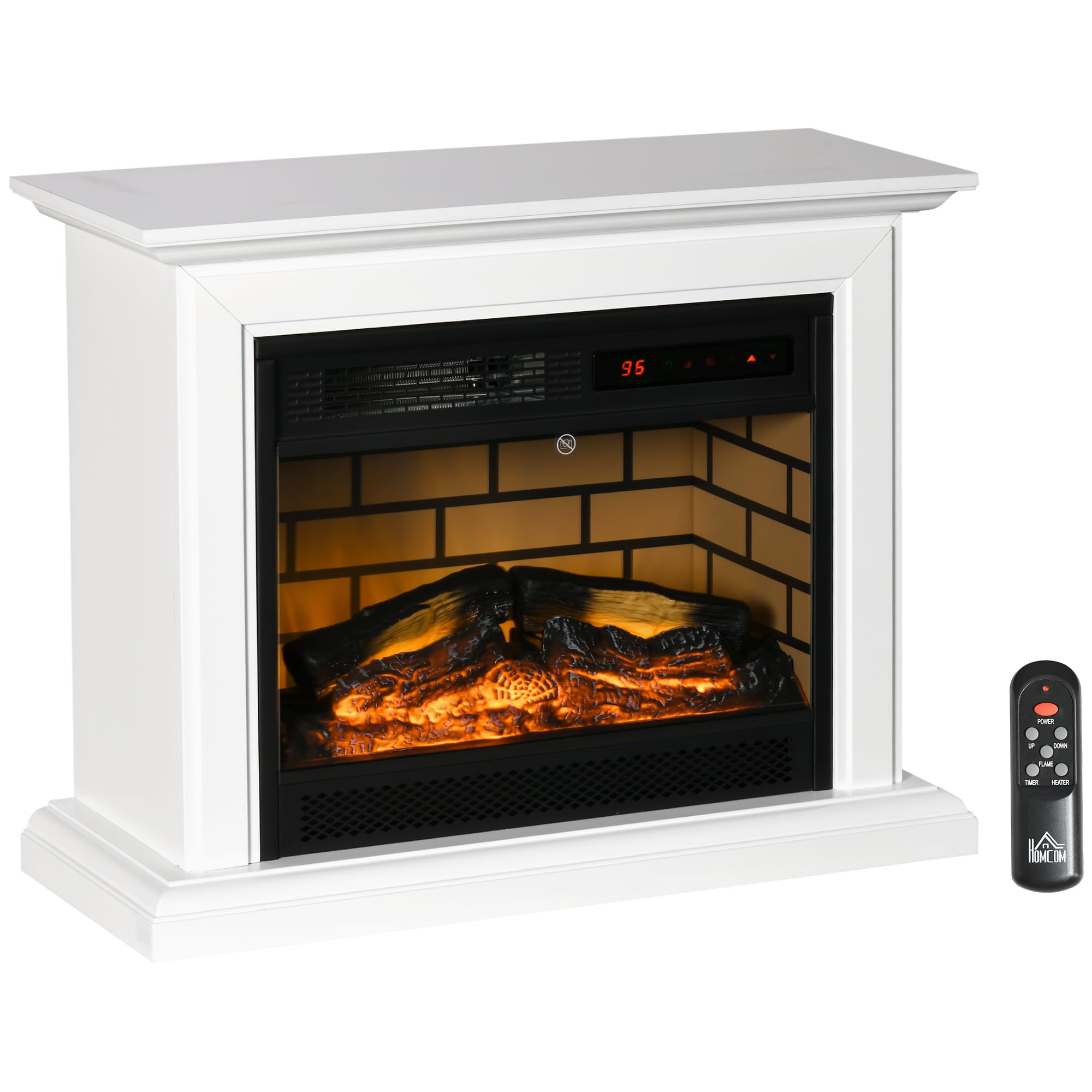 HOMCOM 31″ Electric Fireplace with Flame Effect, Remote, 1400W, White Sansujyuku sansujyuku.com