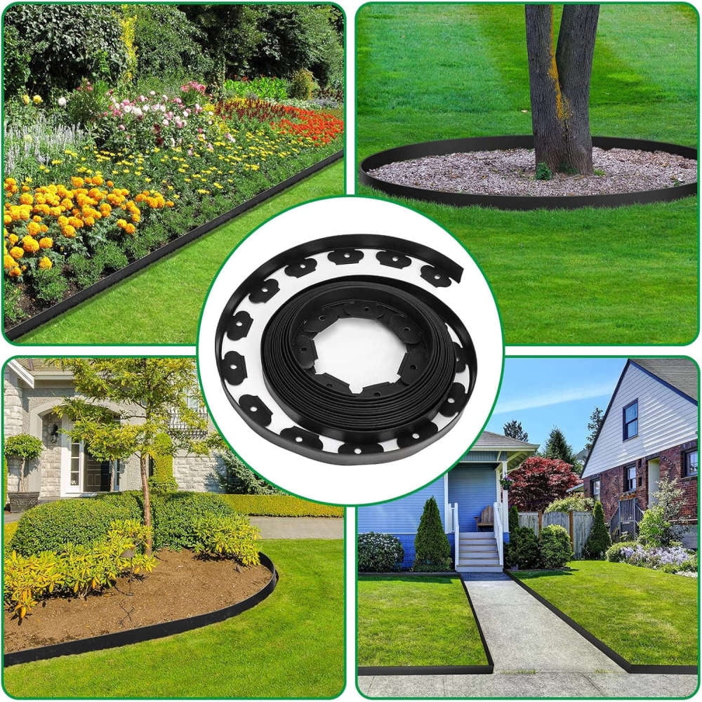 （4 Inch Tall Lawn Edging No Dig）150/200ft Landscape Edging,Garden Edging Border,Lawn Edging and Landscape Border No Dig Flower Bed Border Plastic Garden Edging Border Rubber Landscape Edging