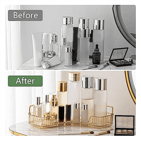 Corner Bathroom Counter Organizer Bathroom Countertop Shelf Makeup Organizer for Vanity Perfume Tray for Corner StorageC