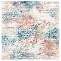 SAFAVIEH Skyler Luka Distressed Area Rug, Beige/Burgundy, 6'7" x 6'7" Square