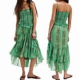 thumbnail image 2 of Tube Top Dress for Women Summer Solid Strapless Dresses, Off the Shoudle Ruffle Beach Dress Green S, 2 of 7